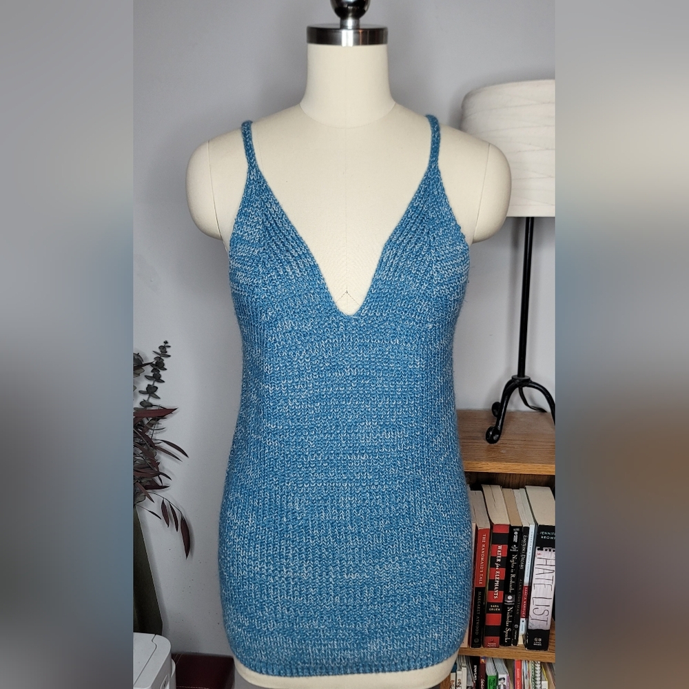 Cupshe Knit Tank Top Teal Blue Size Medium